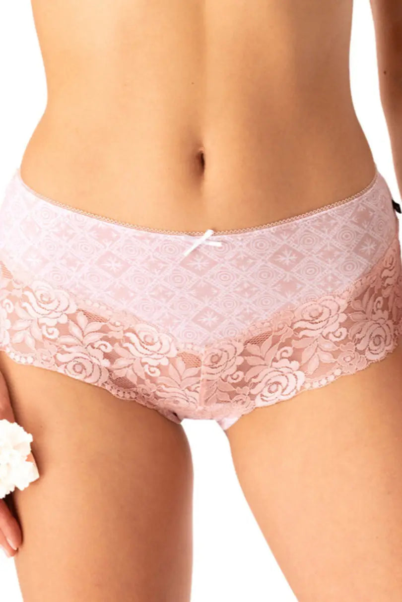 Slip donna in cotone fantasia e pizzo - confezione da due