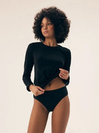 Slip donna dal taglio midi in viscosa - blue