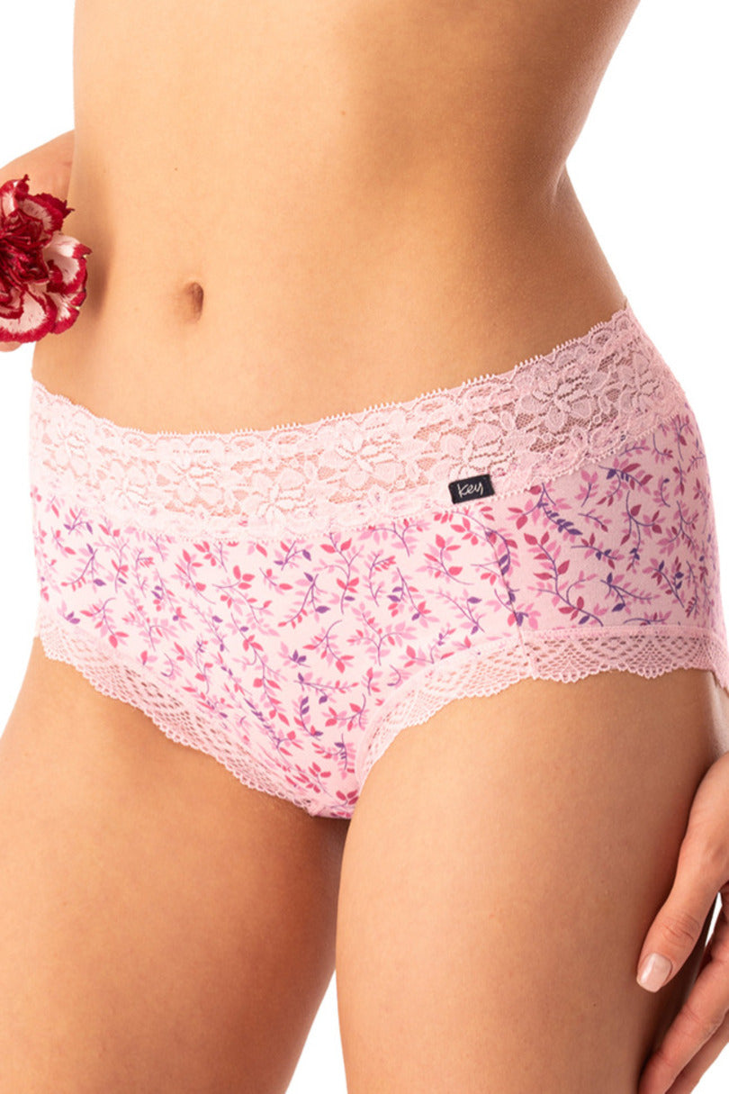 Slip donna in cotone fantasia con bordo in pizzo pack da 2