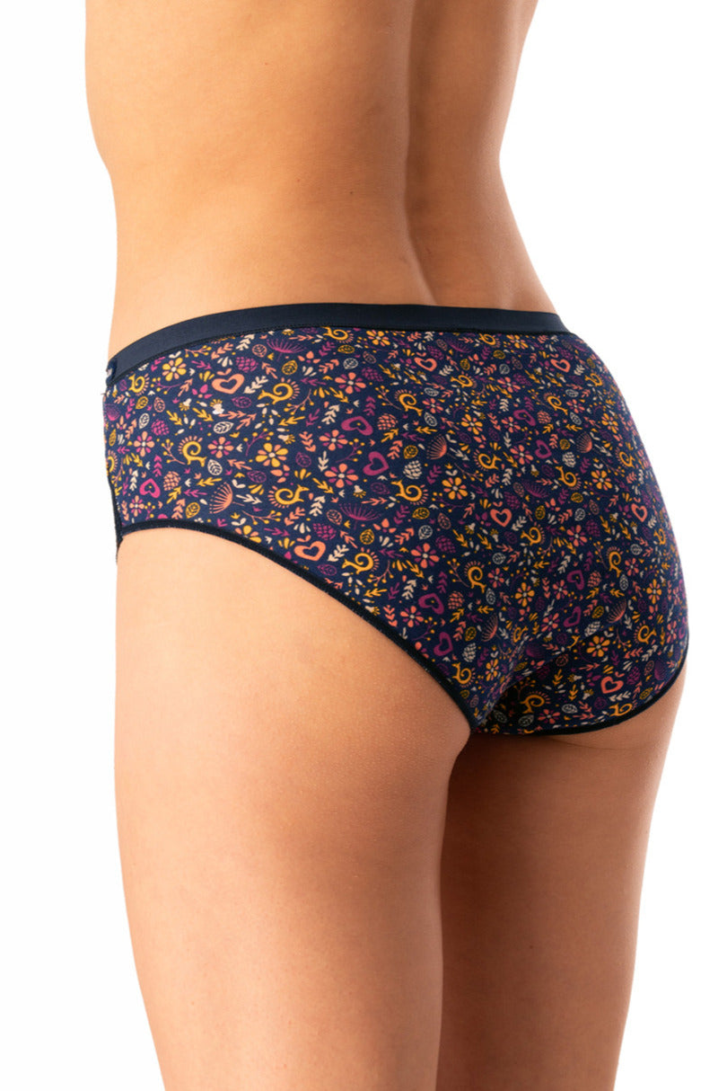 Slip donna in cotone fantasia con bordo in pizzo pack da 2