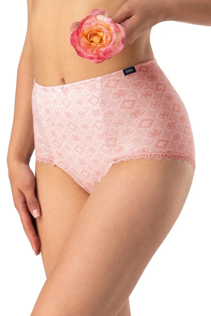 Slip donna maxi bikini in cotone fantasia e pizzo - pack