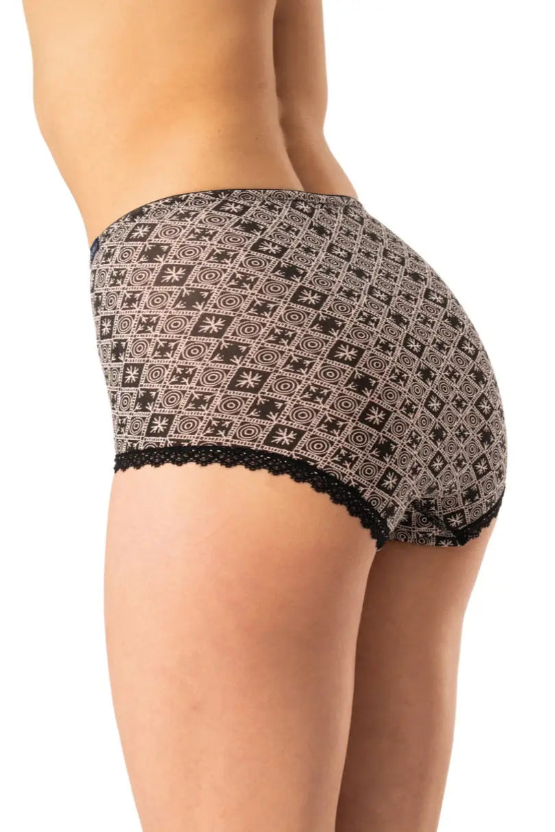 Slip donna maxi bikini in cotone fantasia e pizzo - pack