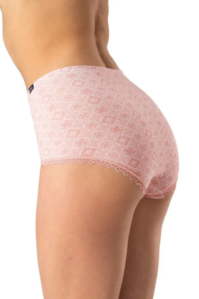 Slip donna maxi bikini in cotone fantasia e pizzo - pack