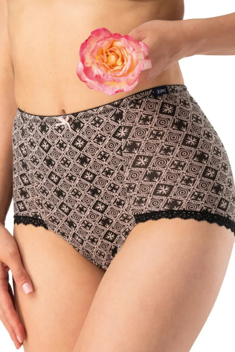 Slip donna maxi bikini in cotone fantasia e pizzo - pack