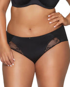 Slip donna in microfibra e pizzo - azalea - nero - 2111
