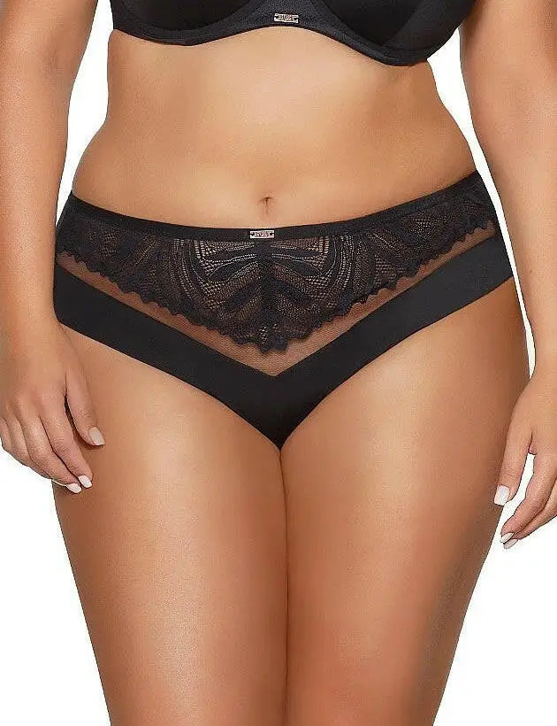Slip donna in microfibra e pizzo - nero - 2016