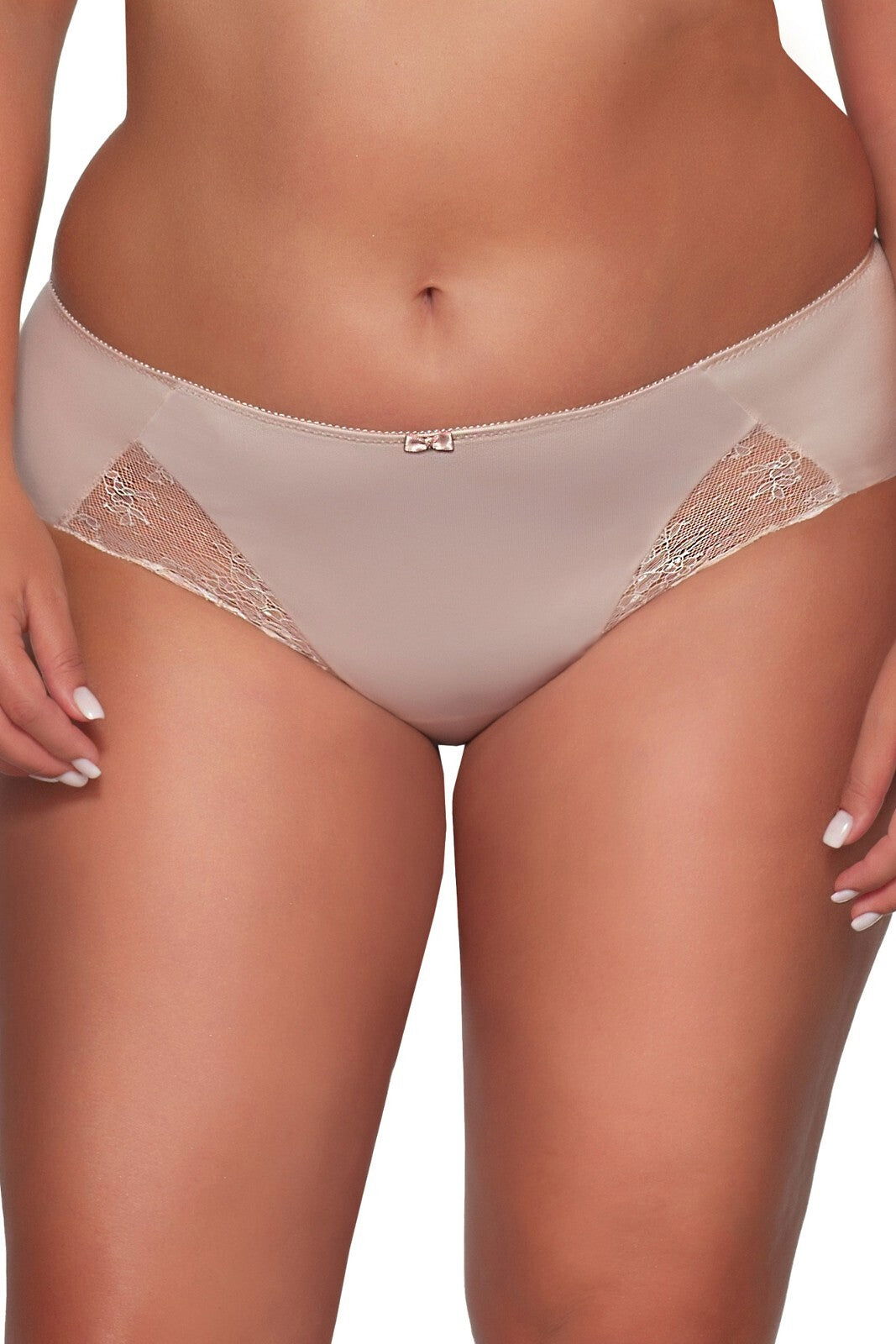 Slip donna in microfibra e pizzo - odette - beige - 2112