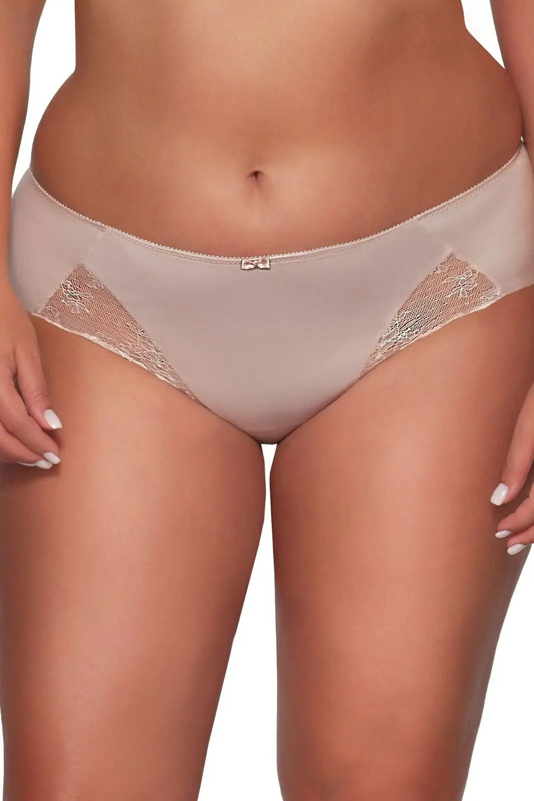 Slip donna in microfibra e pizzo - odette - beige - 2112