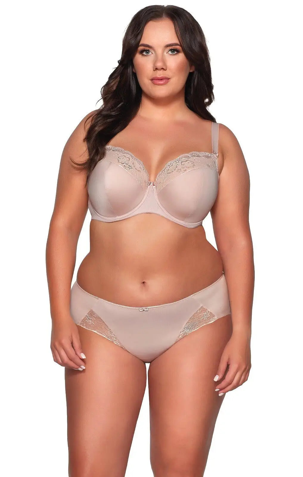 Slip donna in microfibra e pizzo - odette - beige - 2112