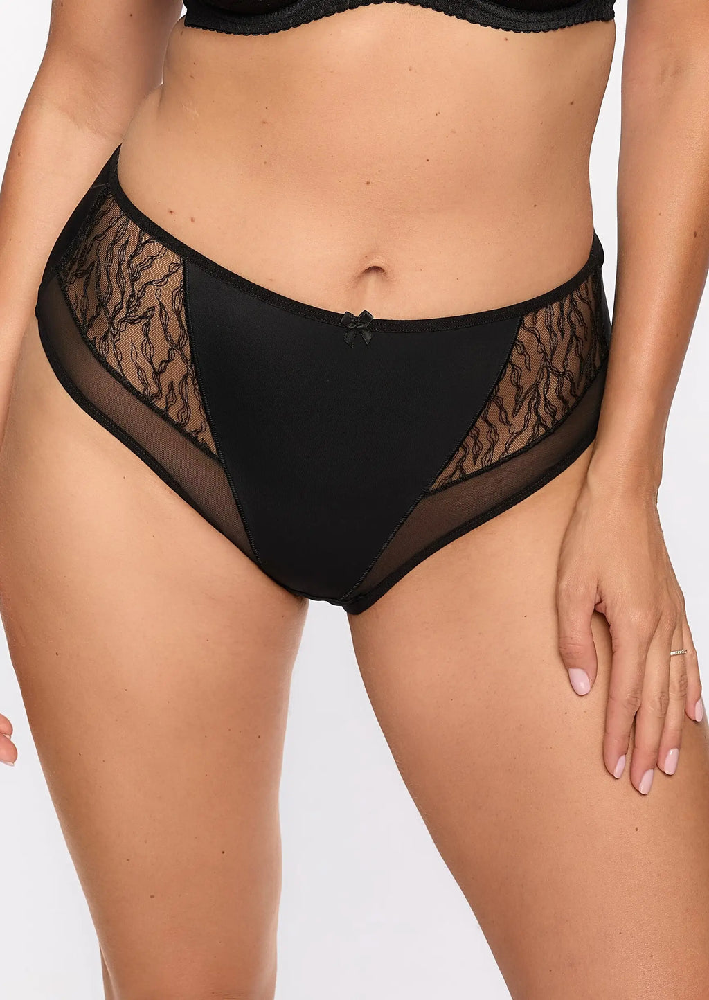 Slip donna in microfibra e pizzo - sabina - nero