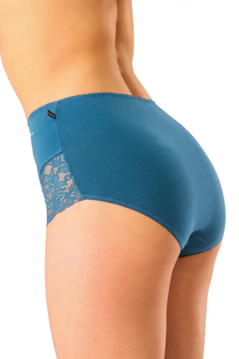 Slip donna midi bikini in cotone con dettagli pizzo - pack