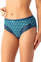 Slip donna midi bikini in cotone con dettagli pizzo - pack