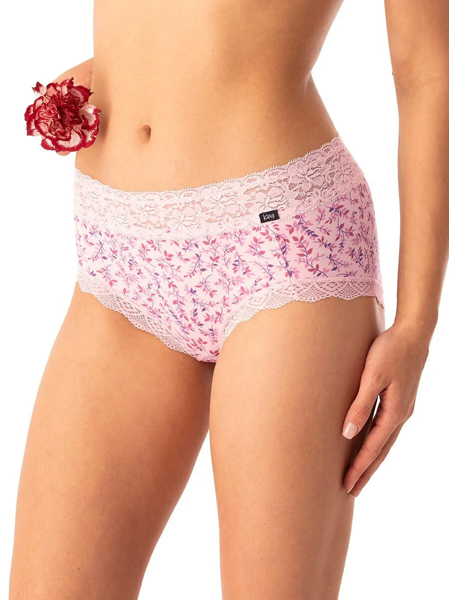 Slip donna midi bikini in cotone con pizzo alto (lpc 547)