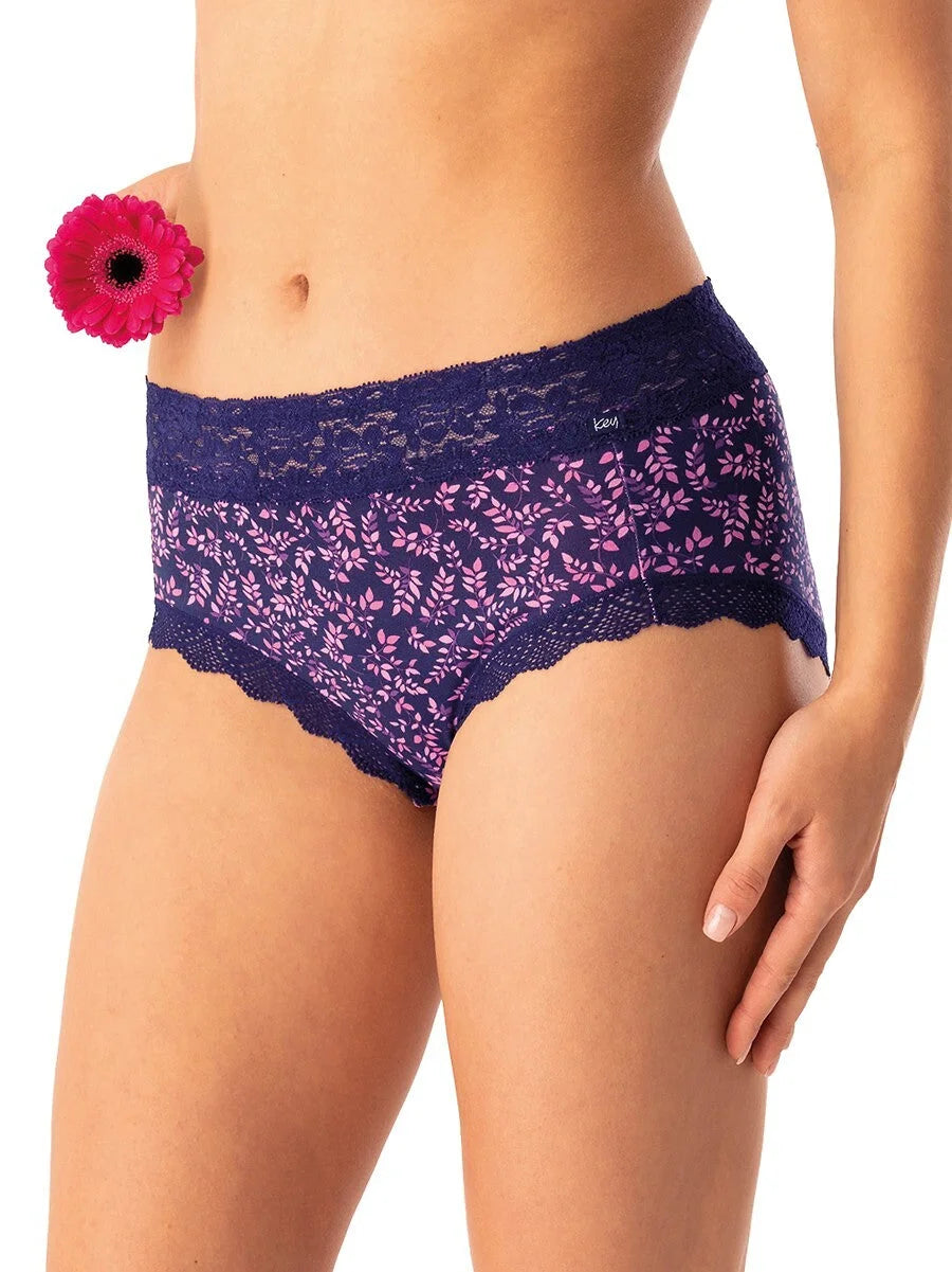 Slip donna midi bikini in cotone con pizzo alto (lpc 547)