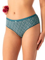 Slip donna midi bikini con pizzo e stampa botanica (lpc 512)