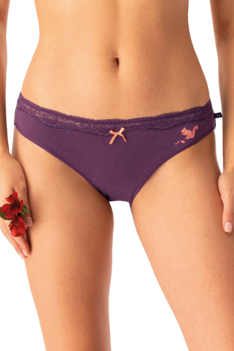 Slip donna mini in cotone con dettagli in pizzo pack da due
