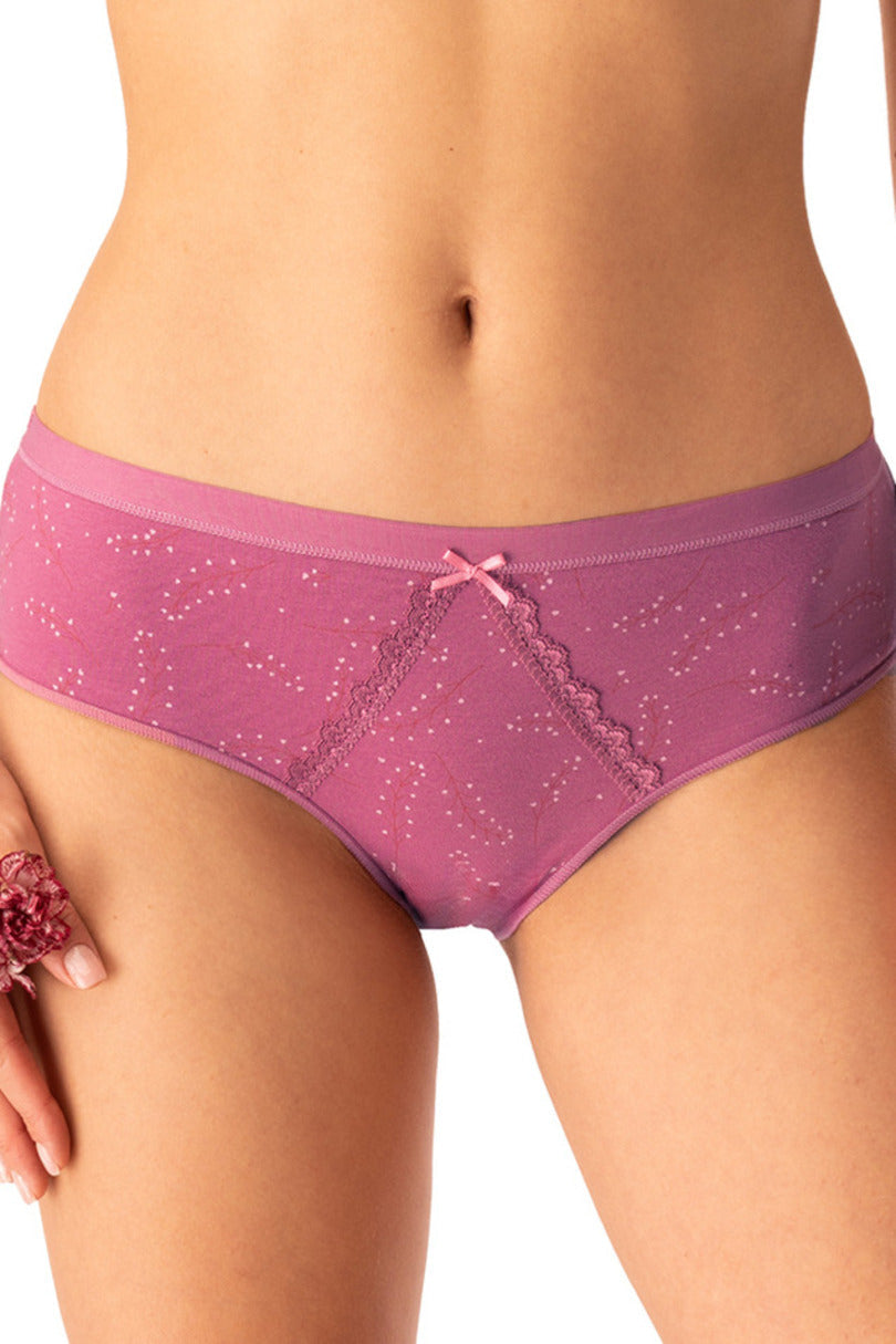 Slip donna mini in cotone fantasia con pizzo - pack da 2