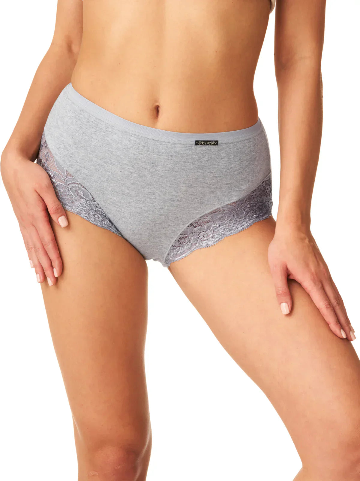 Slip donna vita alta in cotone felpato con pizzo - hot