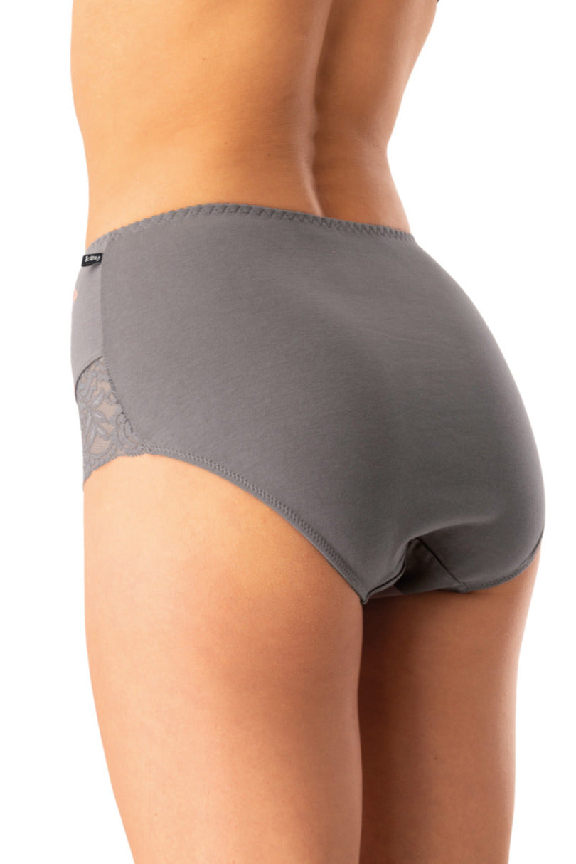 Slip donna a vita alta in cotone con retro pizzo - pack