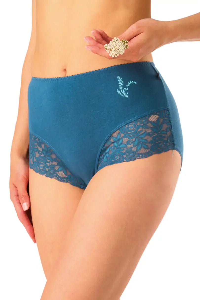 Slip donna a vita alta in cotone con retro pizzo - pack