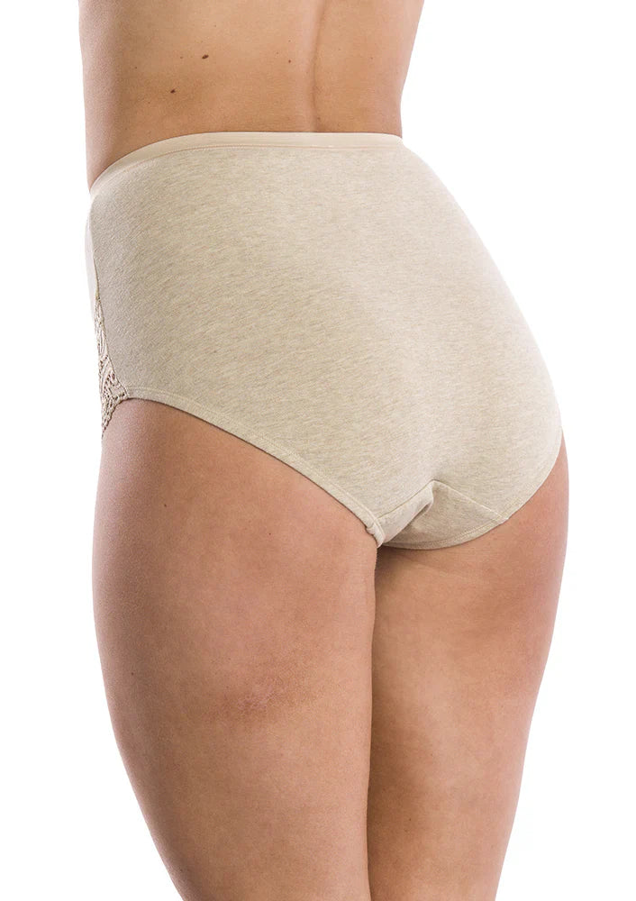 Slip donna vita alta in cotone felpato con pizzo hot touch