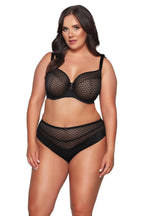 Slip donna vita alta motivo geometrico - grace - nero 2102