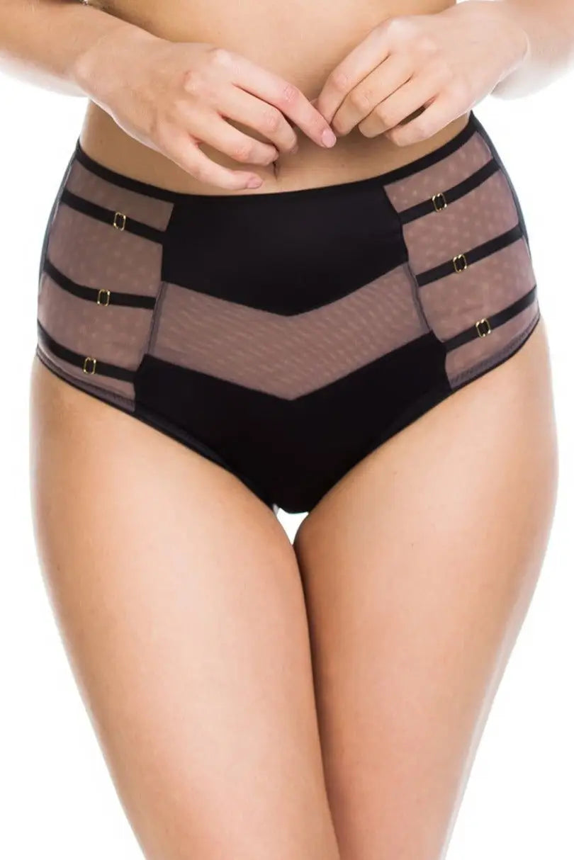 Slip donna a vita alta - naked 19064 - nero-beige