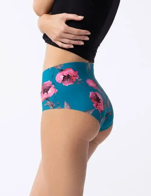 Slip donna vita alta taglio laser - wild rose maxi