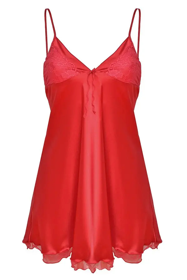 Sottoveste seducente in raso e pizzo con coppe sagomate