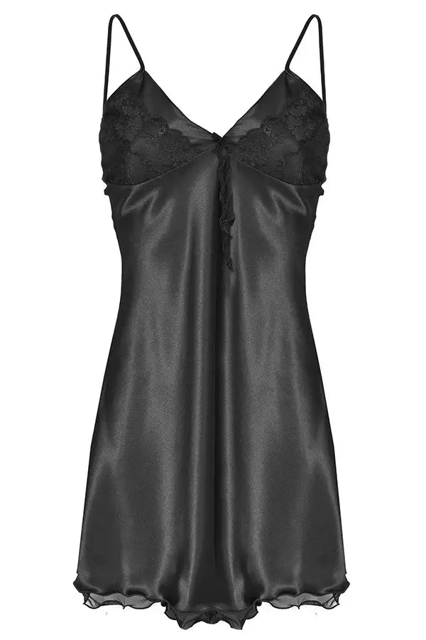 Sottoveste seducente in raso e pizzo con coppe sagomate