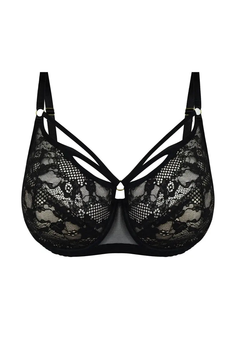 Spider | reggiseno soft in pizzo con decoro strappy –