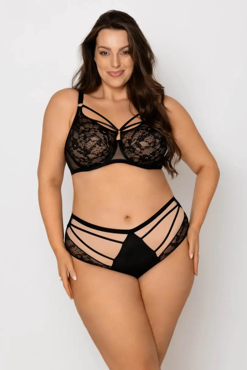 Spider | slip a vita alta in pizzo e microfibra - 19252