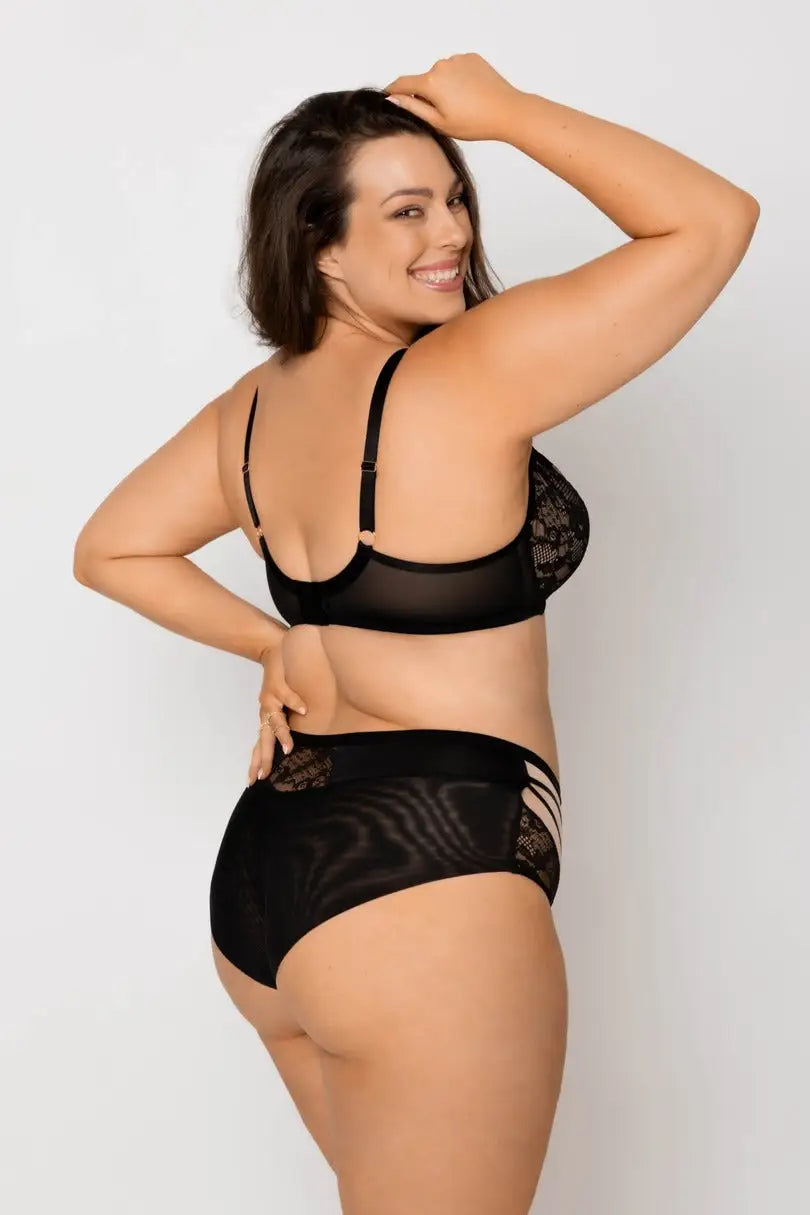 Spider | slip a vita alta in pizzo e microfibra - 19252