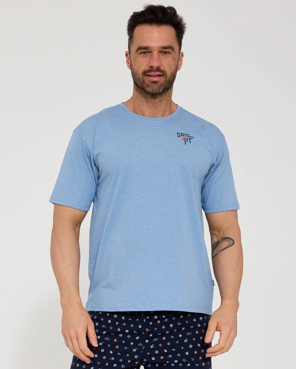 Sport | pigiama uomo in cotone – t-shirt con stampa