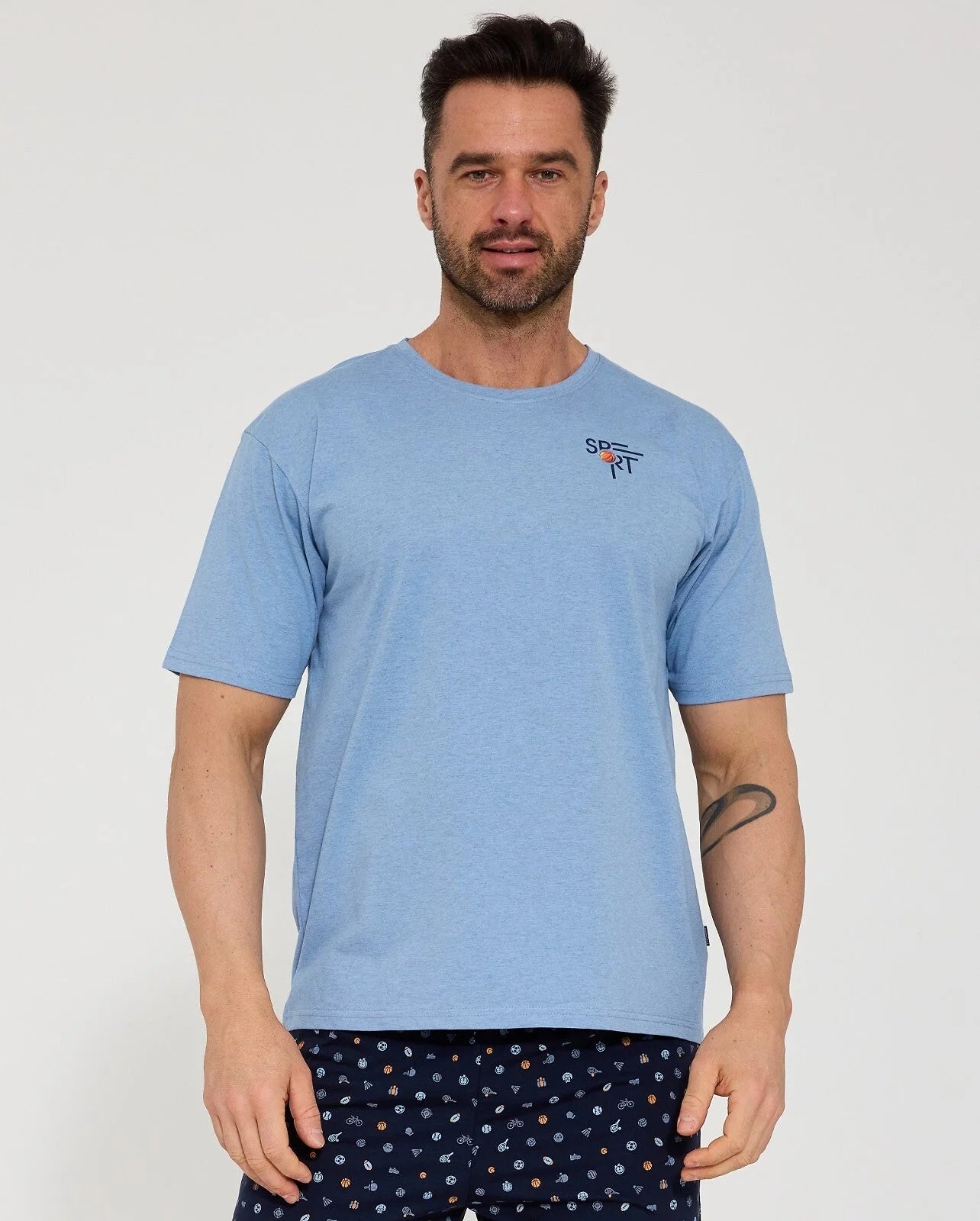 Sport | pigiama uomo in cotone – t-shirt con stampa