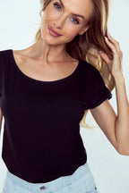 T-shirt in cotone con scollo sulla schiena e anello - giris