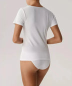 T-shirt Donna in Cotone Elasticizzato – Maglia a Manica - ESSENTIAL - BLV-199 - Lullaby Lingerie