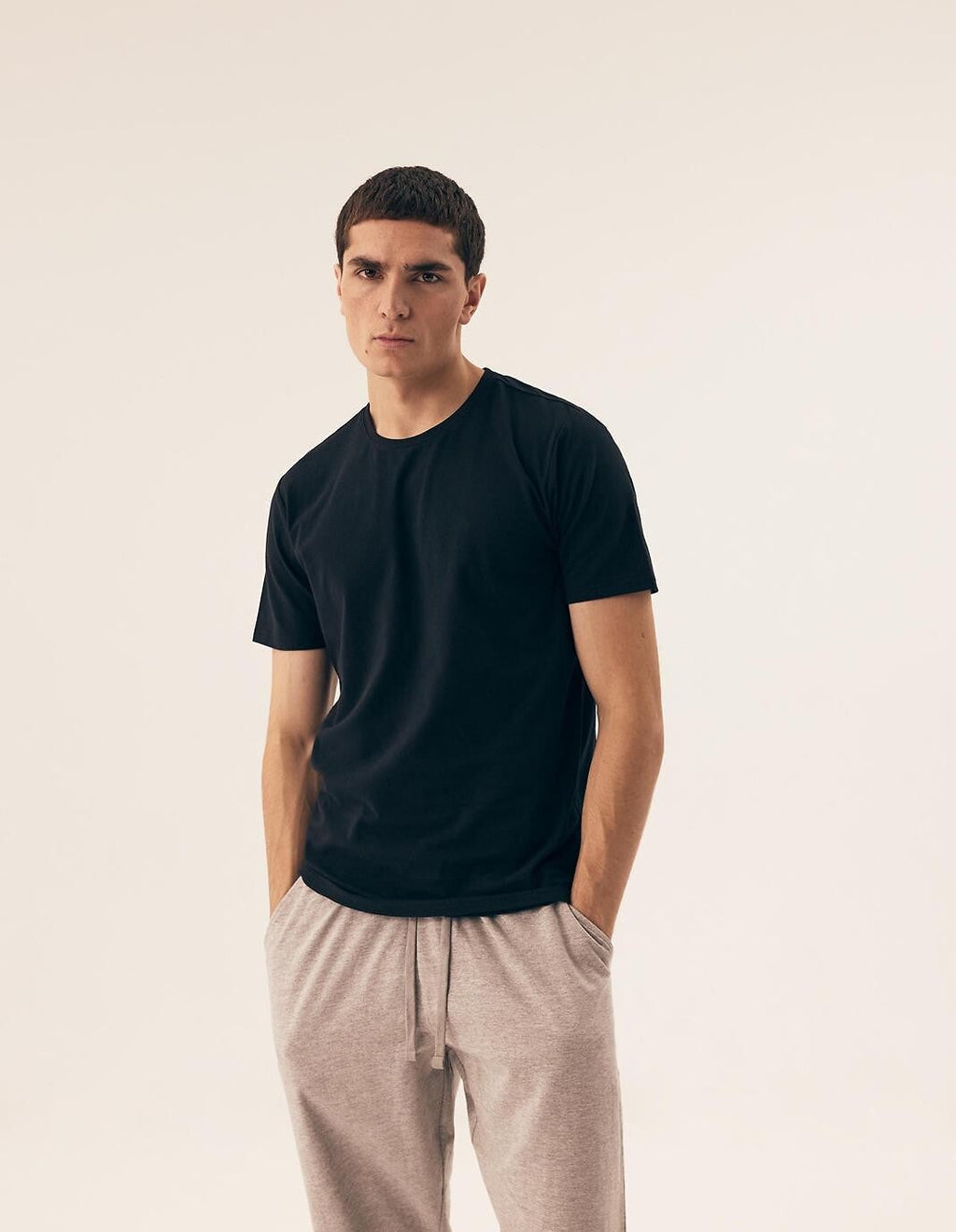 T-shirt uomo nera girocollo in cotone - confezione da 2