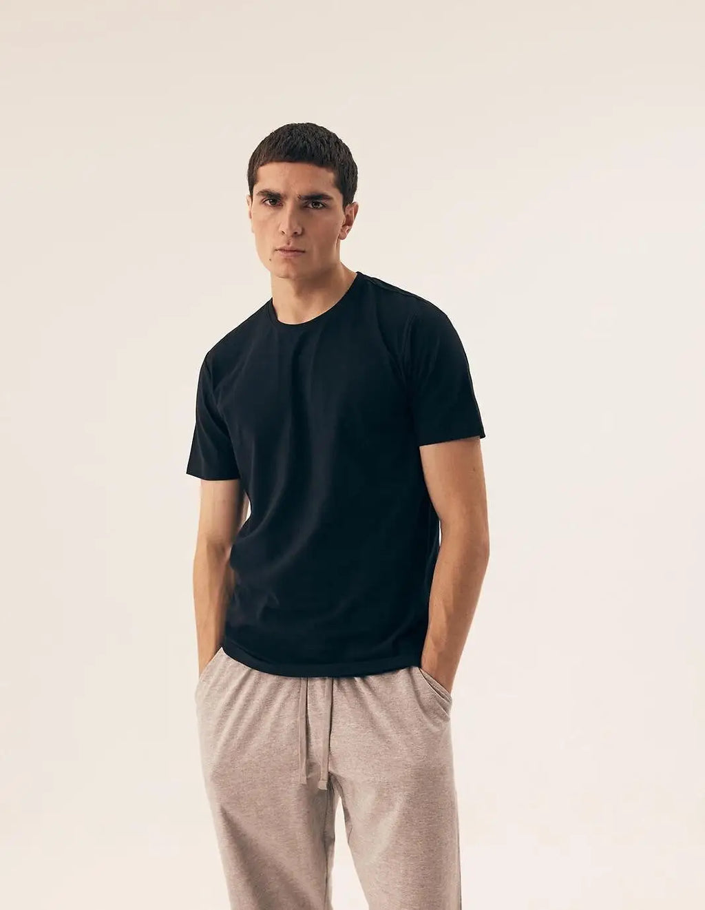 T-shirt uomo nera girocollo in cotone - confezione da 2