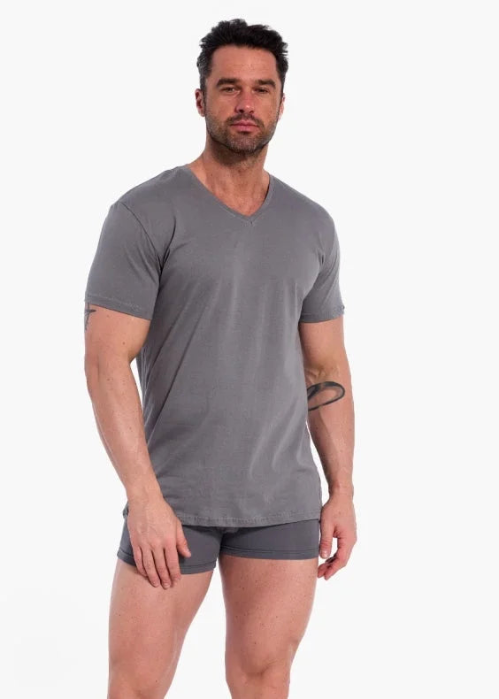 T-shirt uomo scollo a v - 100% cotone soft-touch (authentic