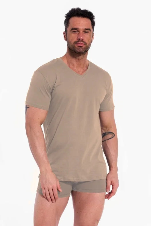 T-shirt uomo scollo a v - 100% cotone soft-touch (authentic
