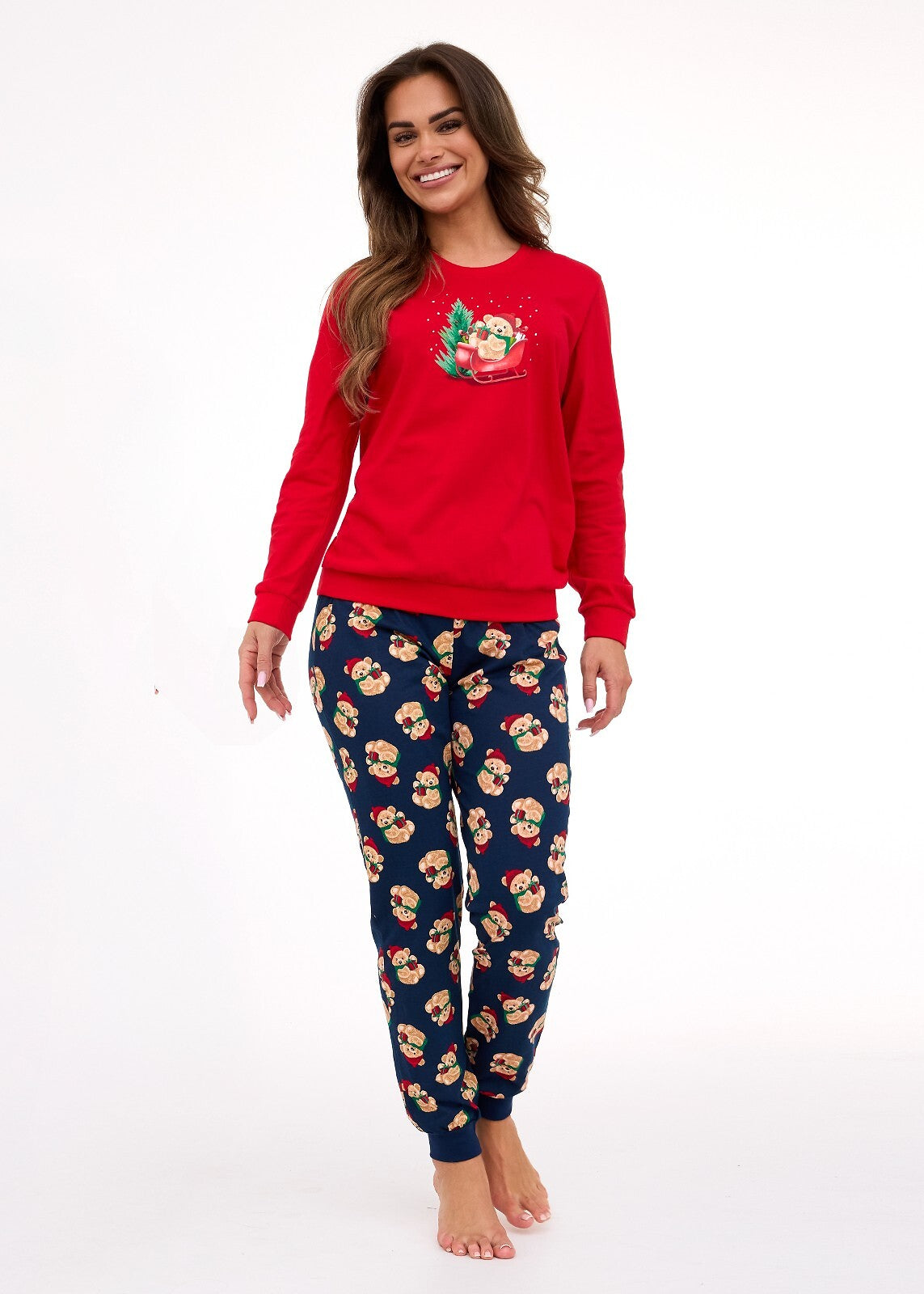 Teddy christmas | pigiama da donna in cotone con orsetti