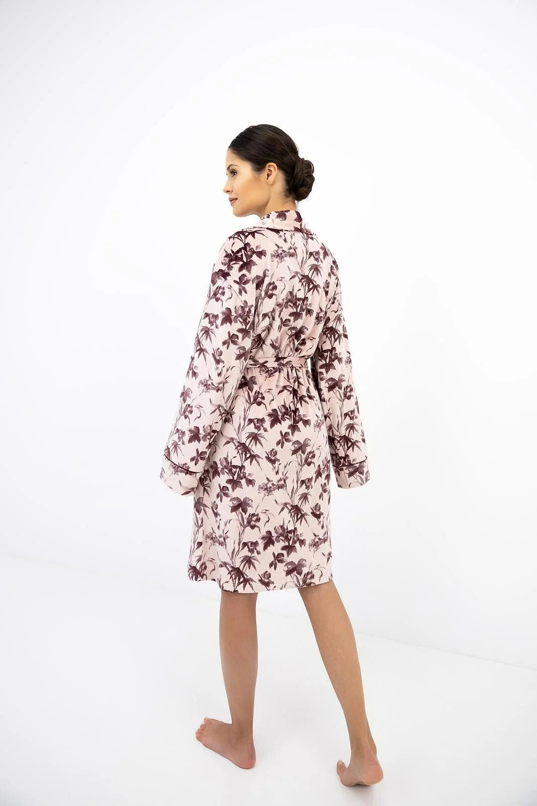 Thalia - vestaglia da donna in velluto con stampa floreale
