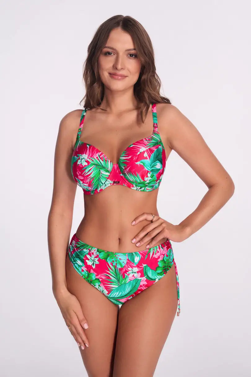 (tropical bloom) slip bikini – vita alta con laccetti