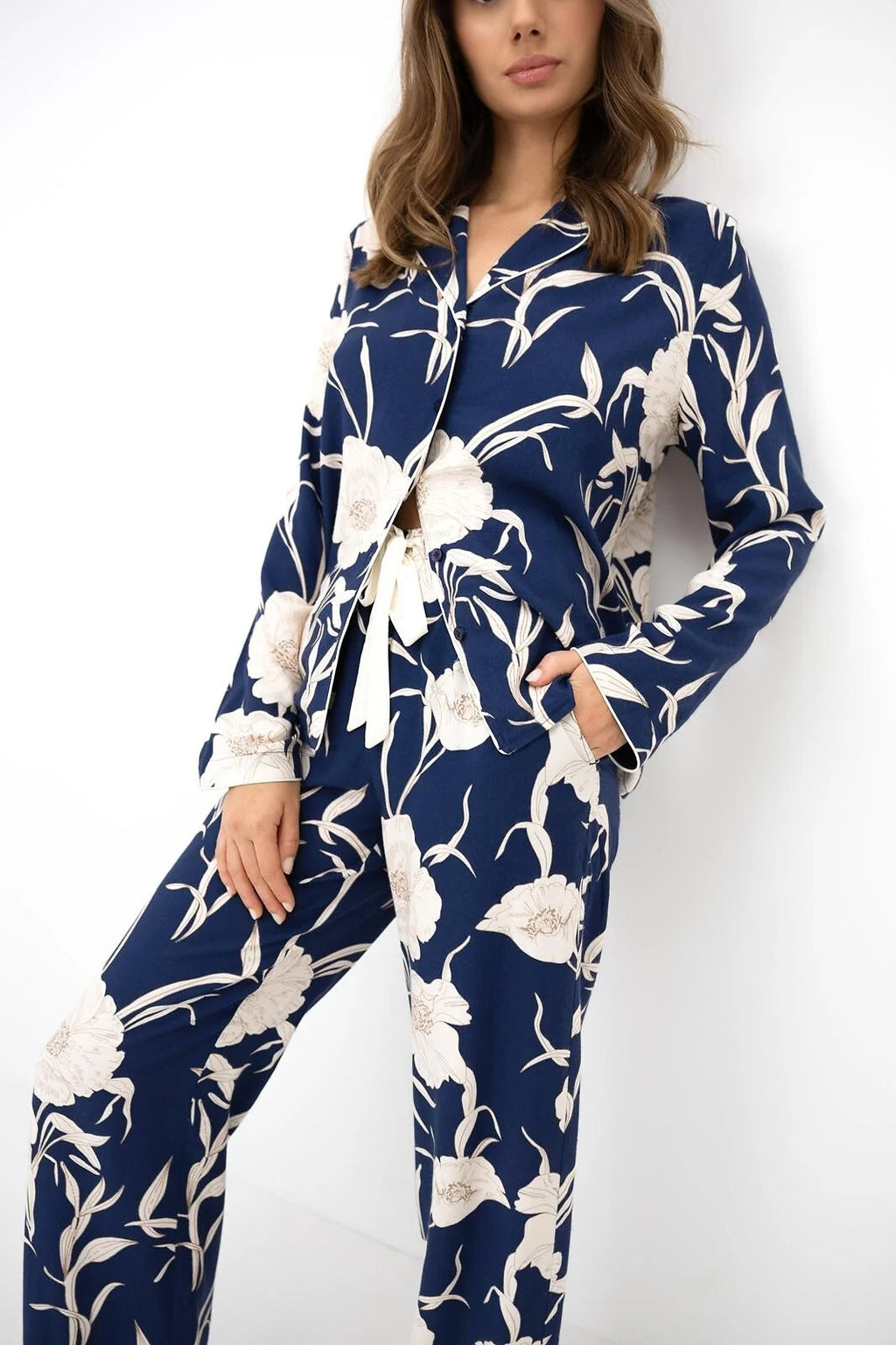 Vaya - pigiama lungo da donna in viscosa con stampa floreale
