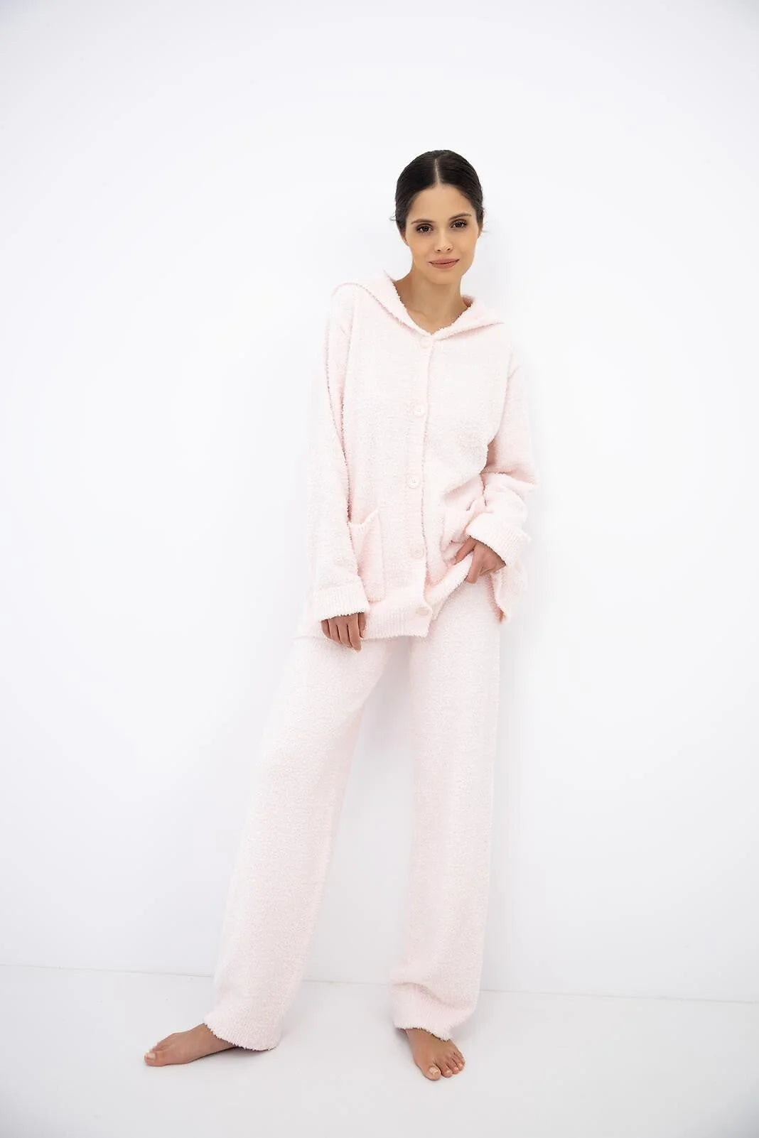 Venya - pigiama caldo da donna in tessuto soft con cappuccio