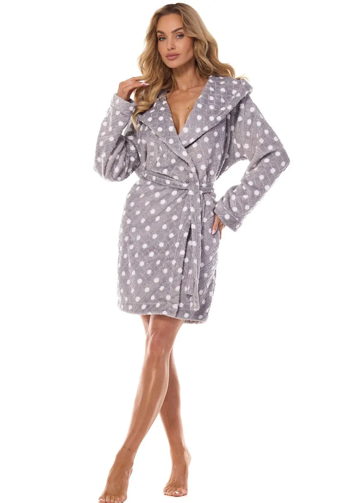 Vestaglia da camera donna con cappuccio - dots