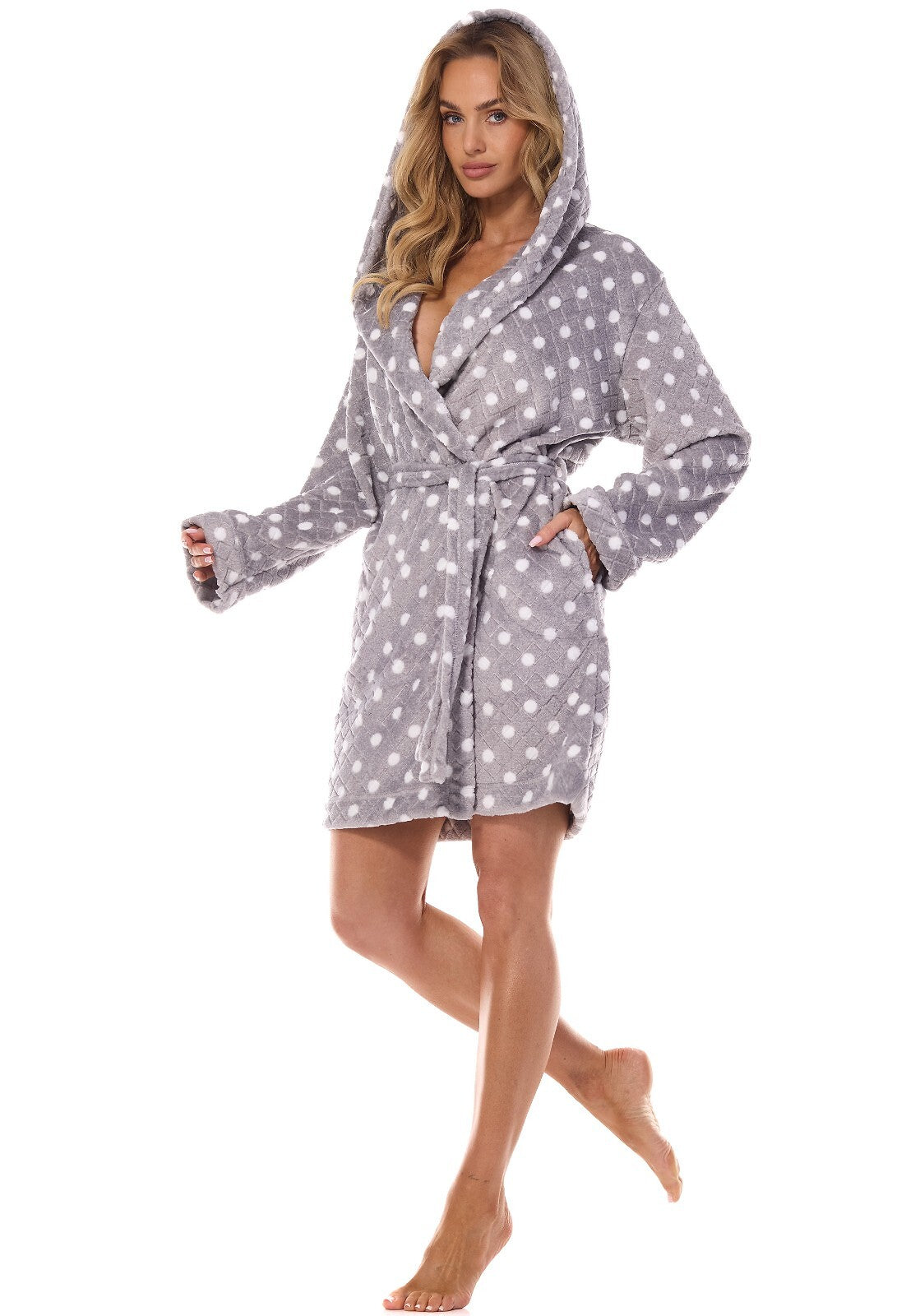 Vestaglia da camera donna con cappuccio - dots
