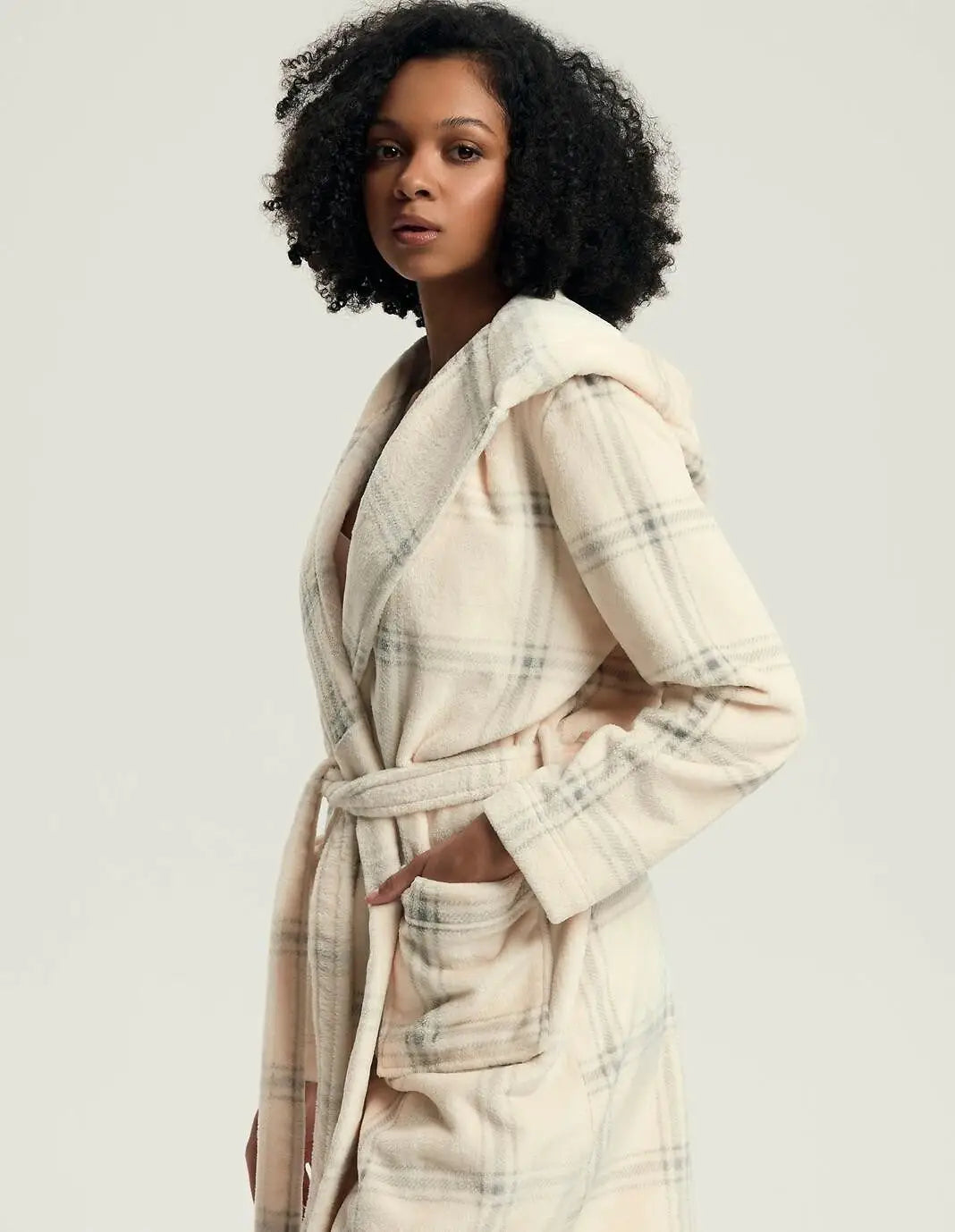 Vestaglia da camera donna con cappuccio a quadri | danna