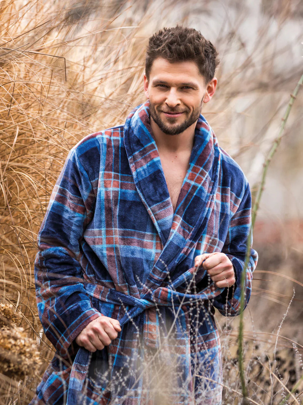 Vestaglia classica da uomo in pile scozzese | mgl 431